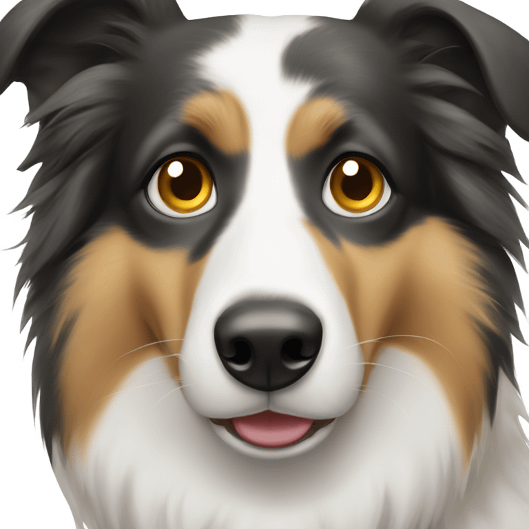 Collie with a black spot on right eye and black right ear emoji