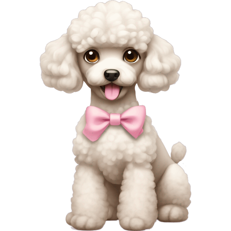 Cute poodle with light pink bow emoji