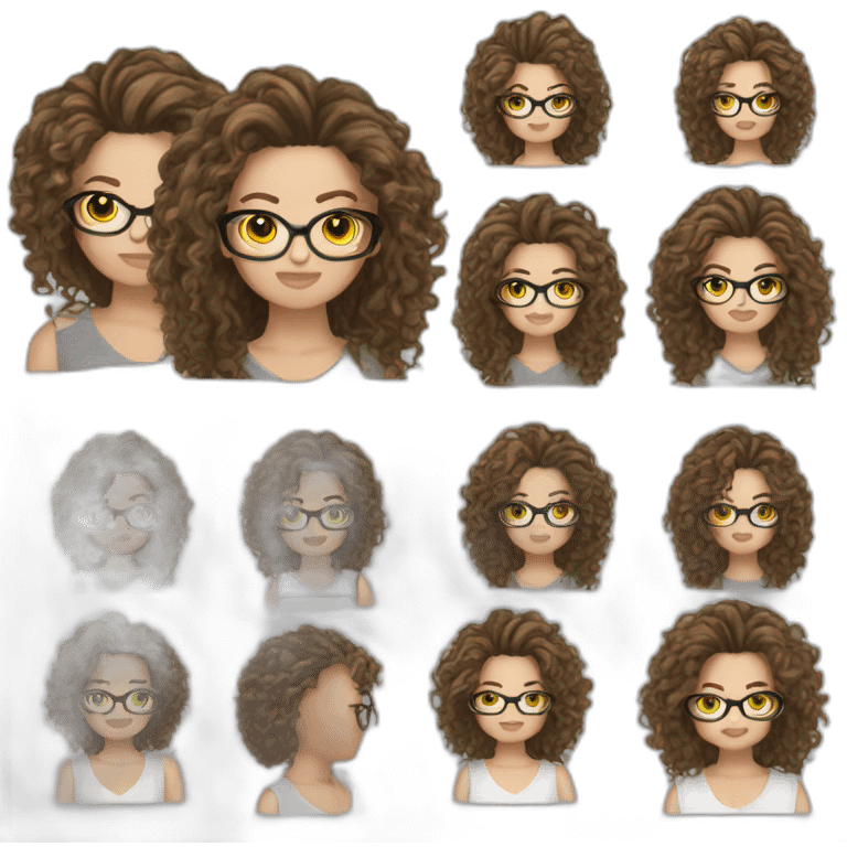 messy hair brunette glasses with light skin white girl emoji