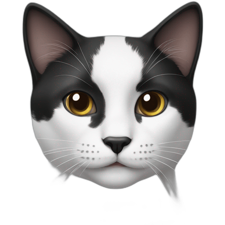 Black-and-White-cat-with-black-nose emoji