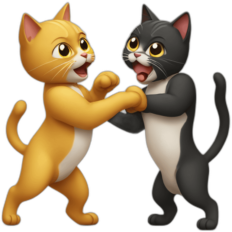 italian cat fighting with french emoji