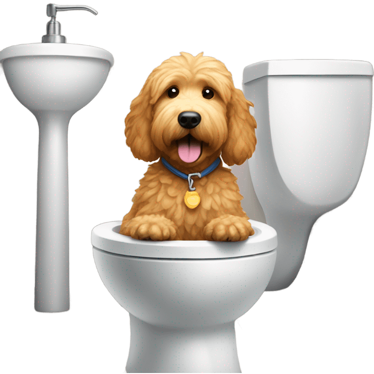 Golden Doodle on toilet emoji