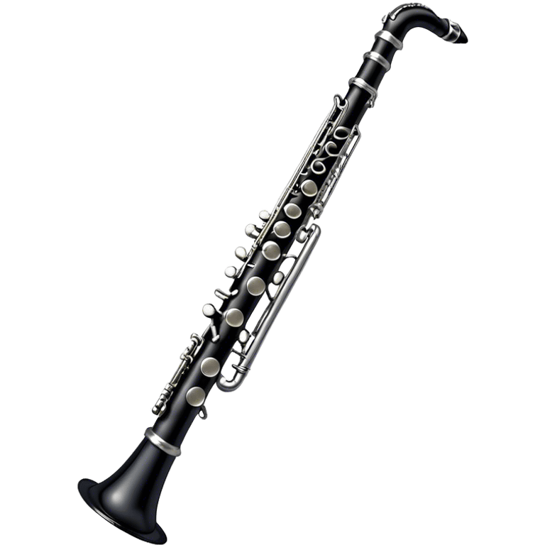 Cinematic Realistic Clarinet, deep black body with gleaming silver keys, rich warm lighting catching every intricate detail, slightly worn mouthpiece adding authenticity, glowing with a timeless and sophisticated presence. emoji