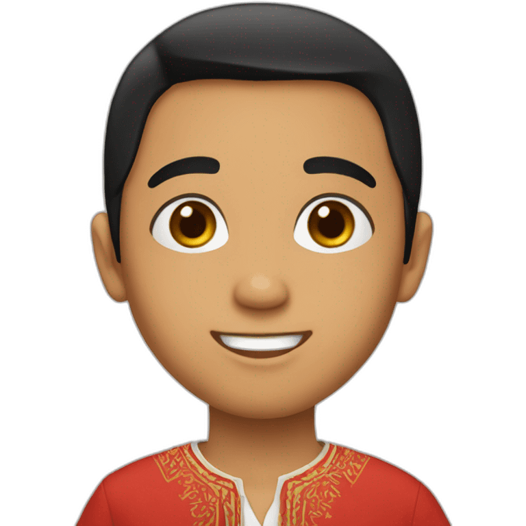 A boy with black hair and Brown eyes and morocco shirt emoji