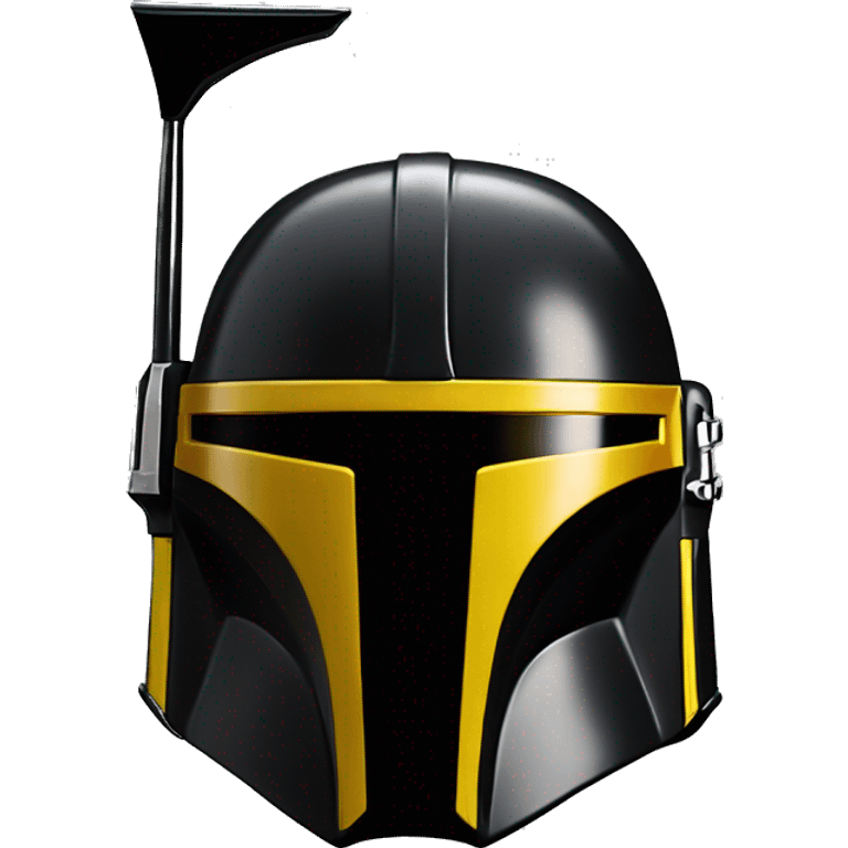 Gloss black and yellow mandalorian helmet with one antenna emoji