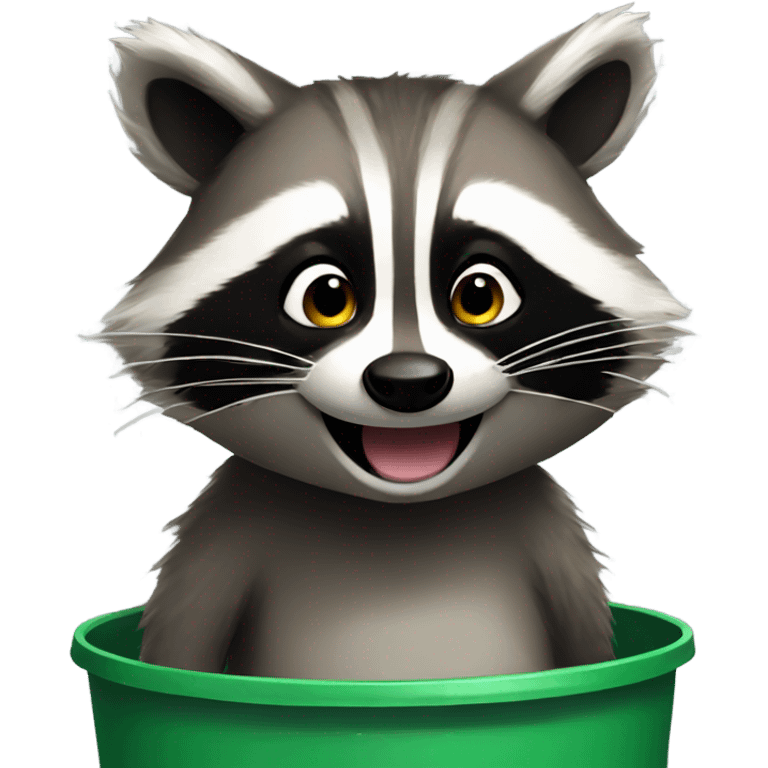 Raccoon smiling in trash emoji