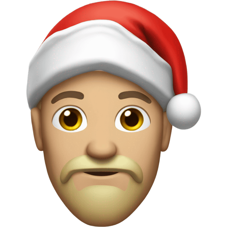 white spartan male wearing red santa hat emoji