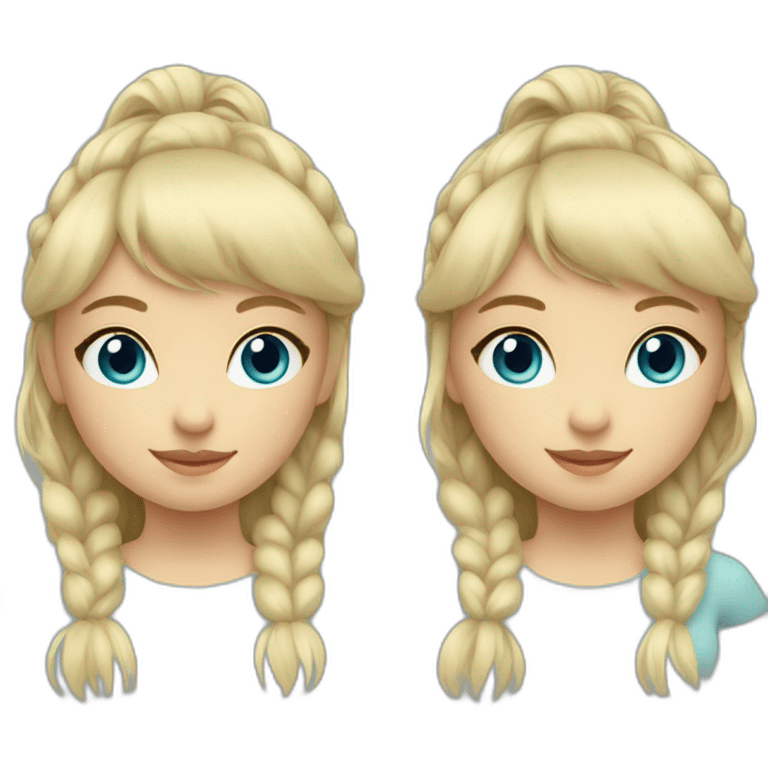 Blonde little girl with bangs and blue/gray eyes and a ponytail emoji