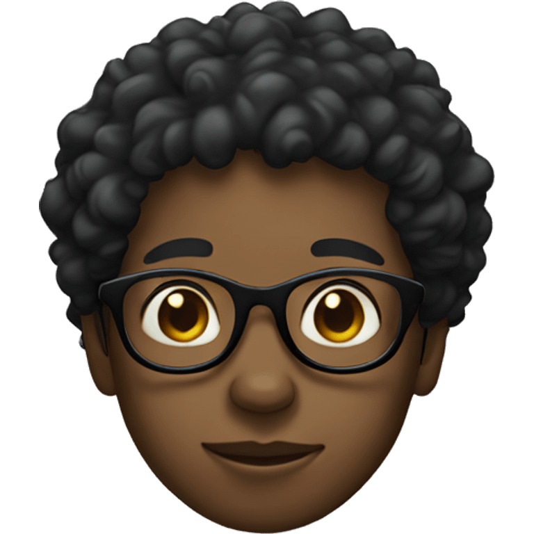 Black kid with specs and curly hair emoji