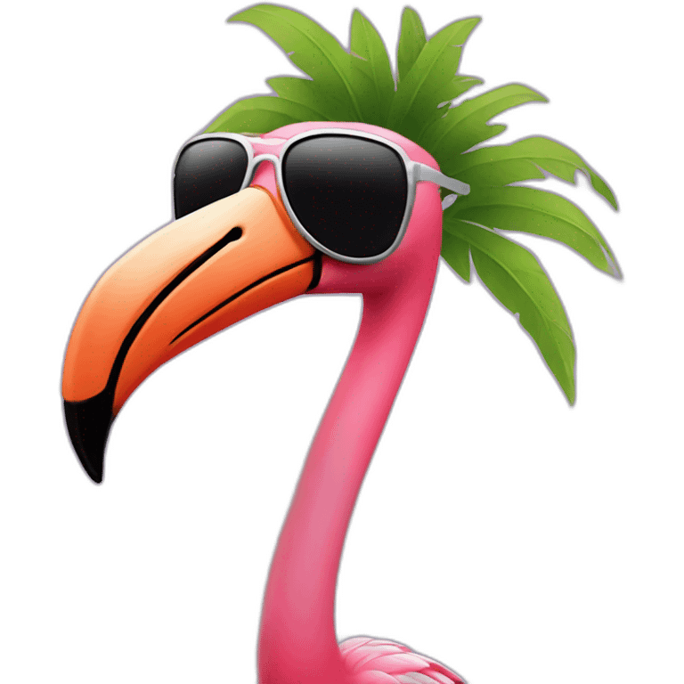 cool flamingo with sunglasses, just head emoji