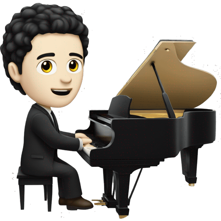 pale skin and black hair man playing grand piano emoji