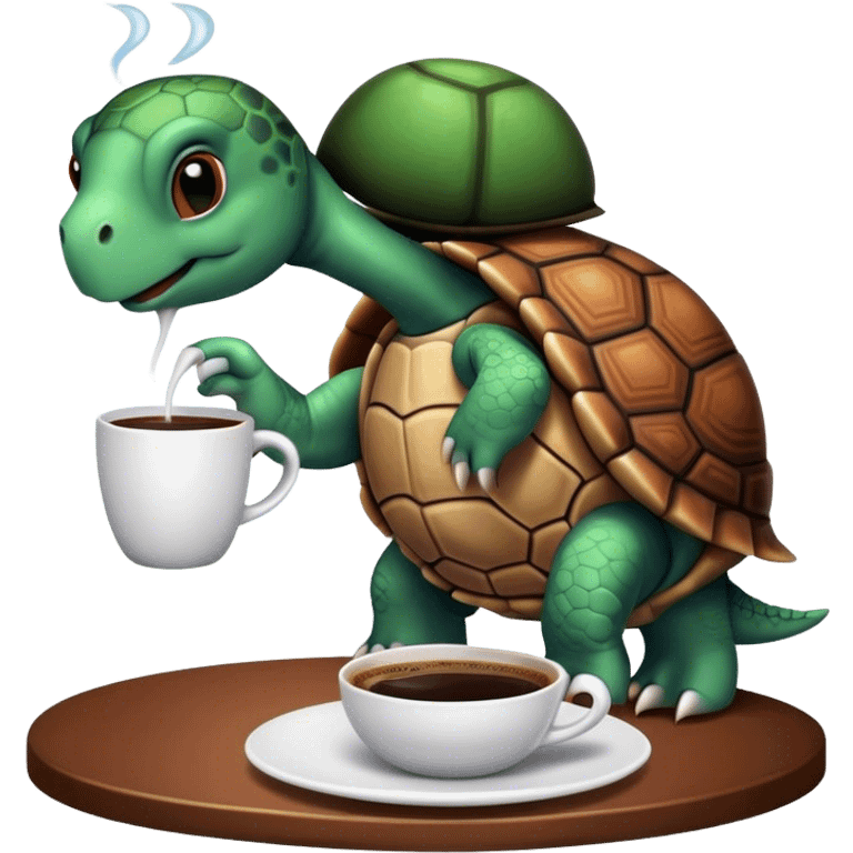 A turtle drinking coffee emoji