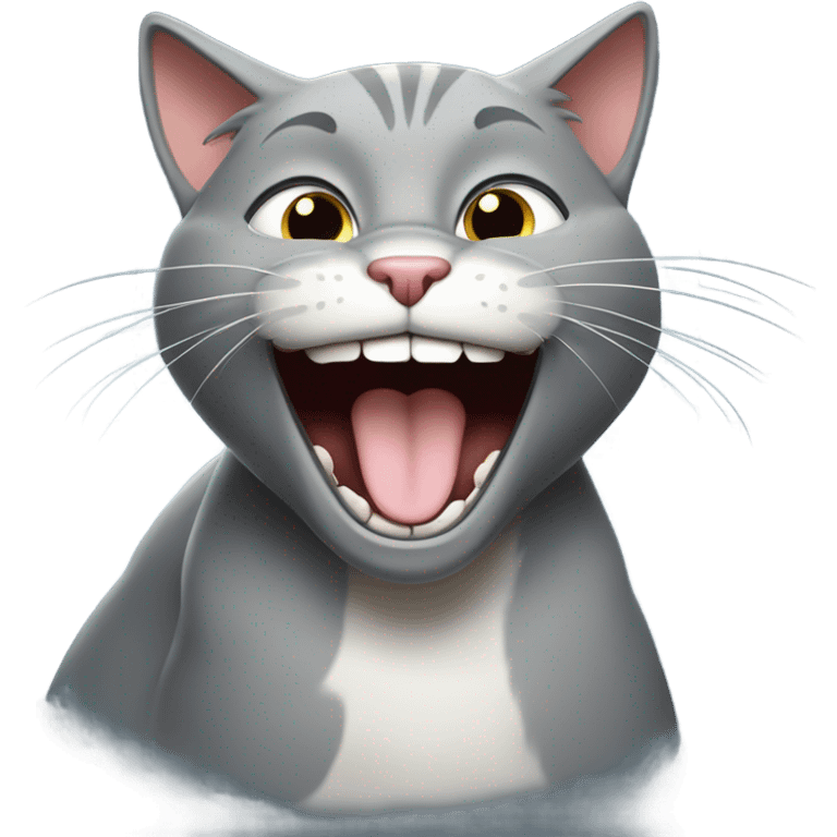 Grey cat laughing  emoji