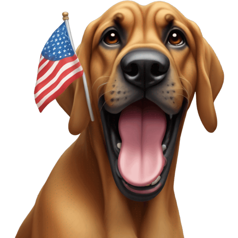 Bloodhound dog waiving a white flag in his mouth. emoji