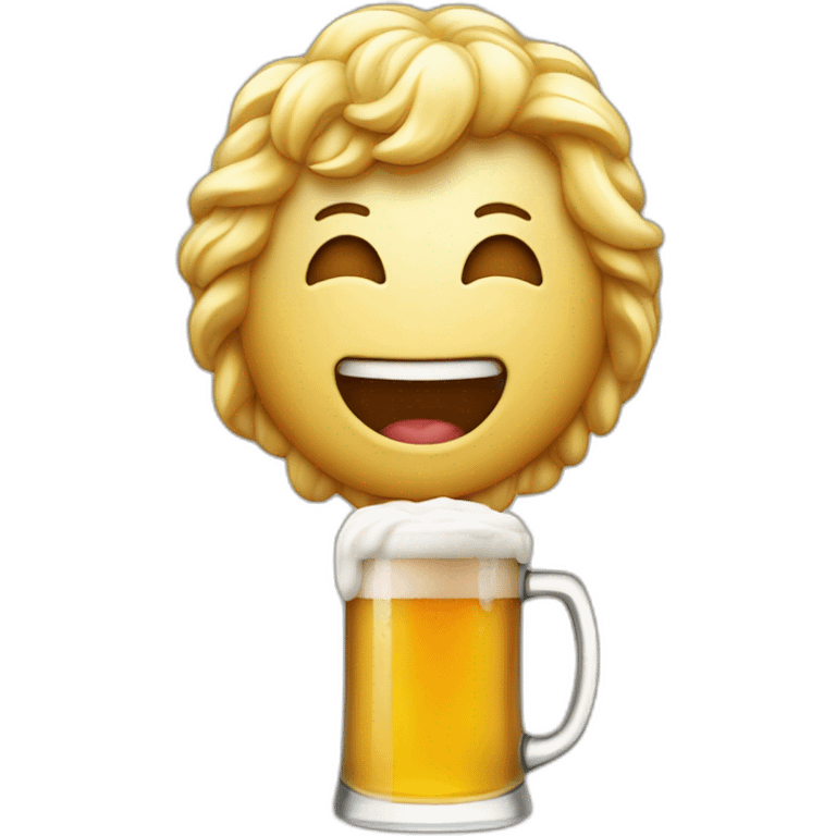 a happy pint of beer popping emoji