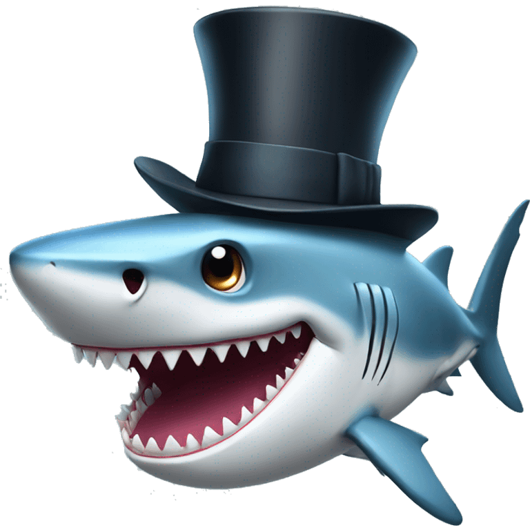 Shark with a top hat emoji