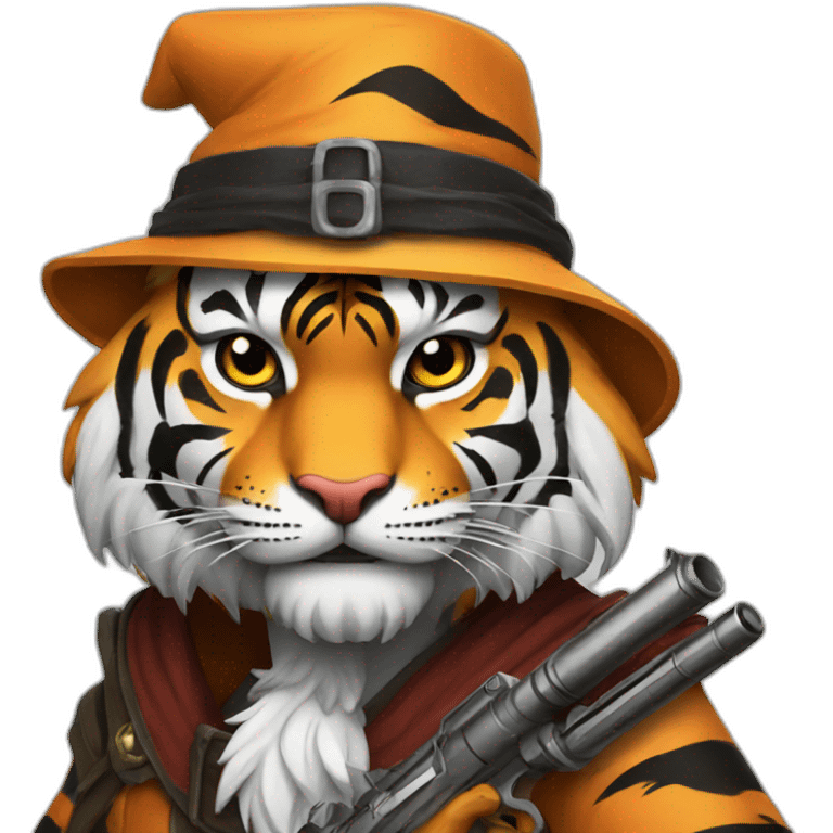 Tiger Wizard with gun emoji