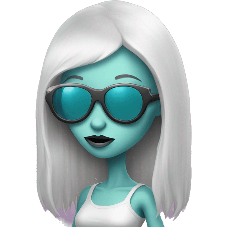 Girly alien with long fingernails and cool sunglasses  emoji