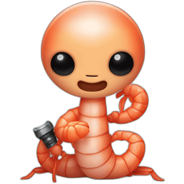 Shrimp holding lightsaber emoji