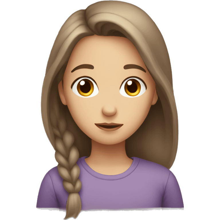 White Brown hair girl with brown eyes watching phobe emoji