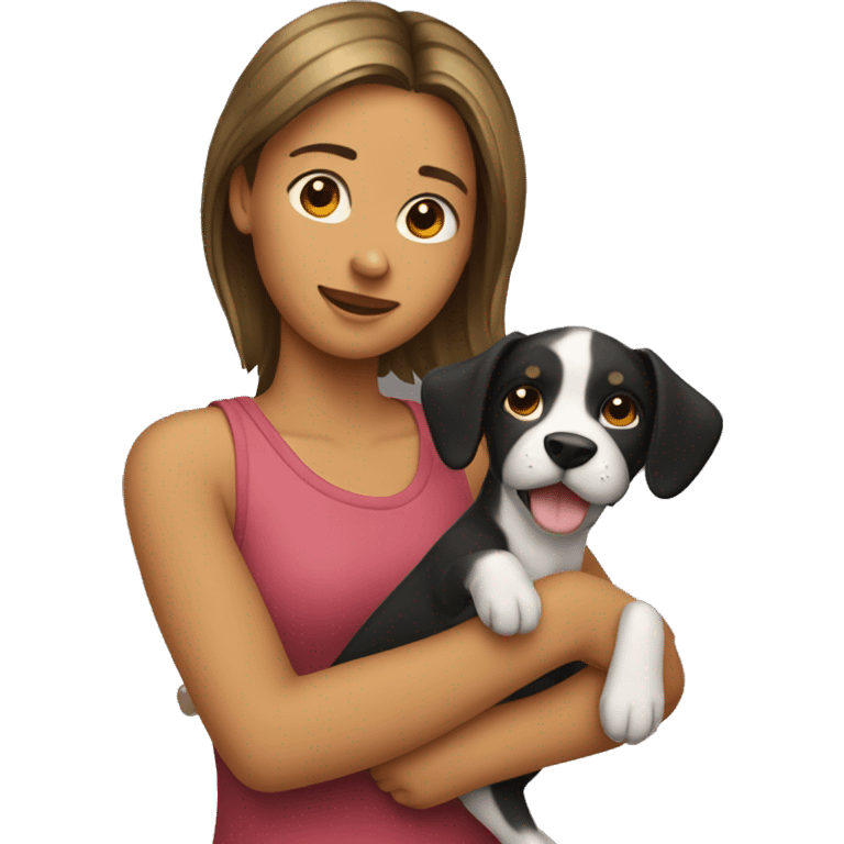 Girl with dog in her arm  emoji