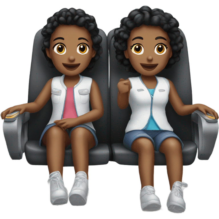 Pretty black twins on jet emoji