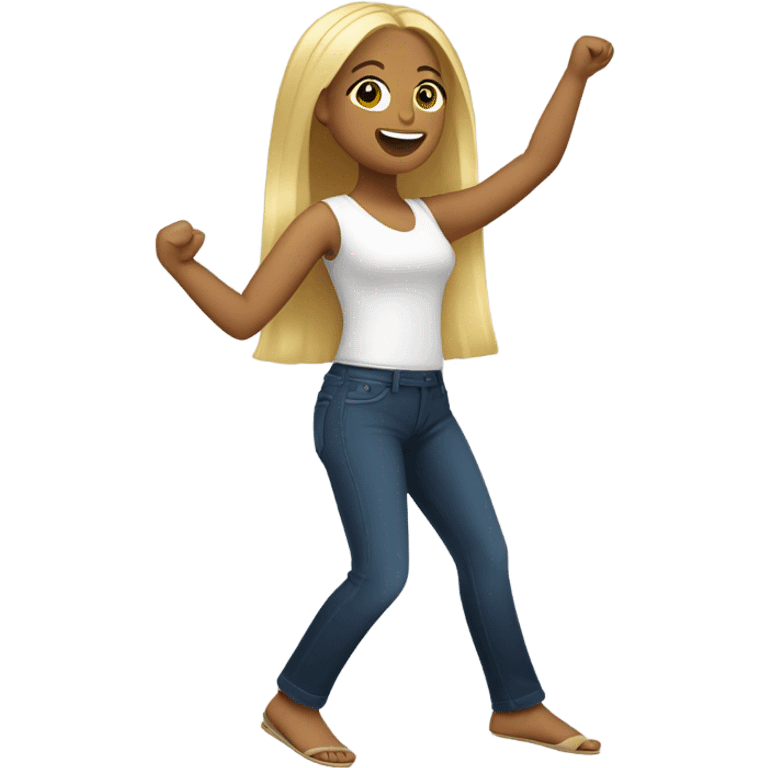 Puerto rican beard short hair with long blonde hair girl dancing emoji