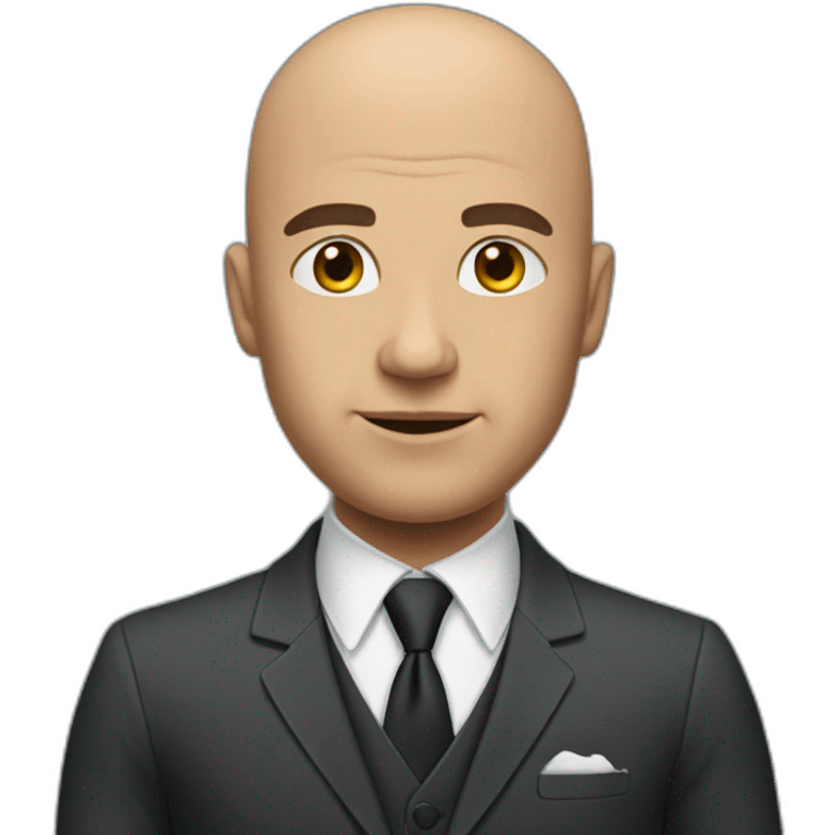 Bald muscular man in suit straight face emoji