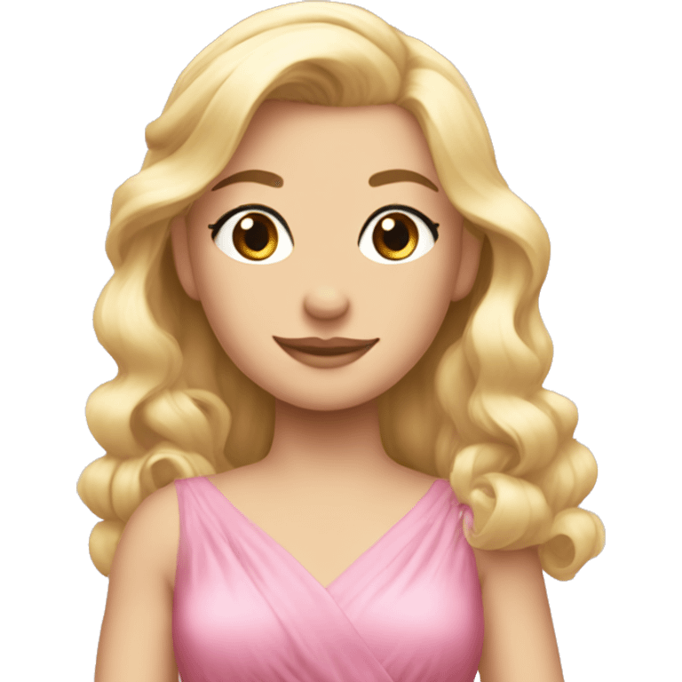 Princess blone hair wear pink dress  emoji