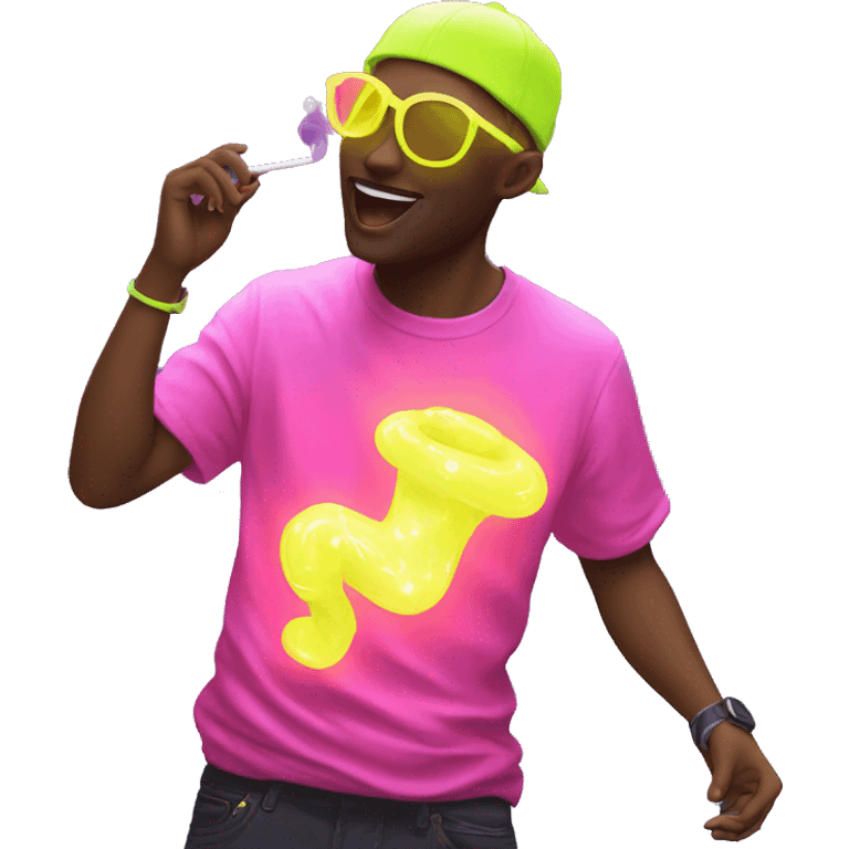 Rave party dancing neon smoking emoji