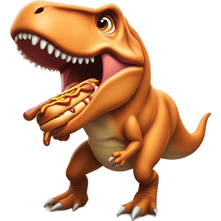 T-Rex eating a hot dog emoji