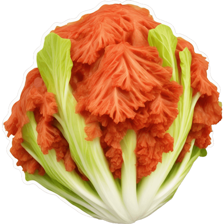 A napa cabbage marinated in a bright red pepper paste emoji