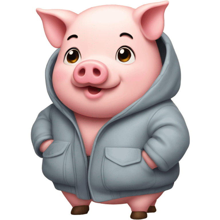 Fat pig with coat on emoji