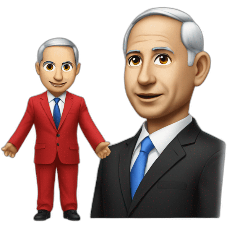 Realistic Bibi Netanyahu with a red suit emoji