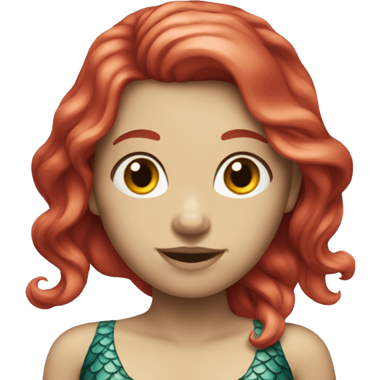 Mermaid with fair skin and crimson hair emoji