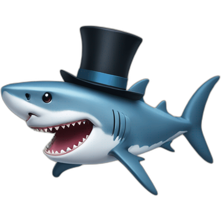 Shark with a top hat emoji