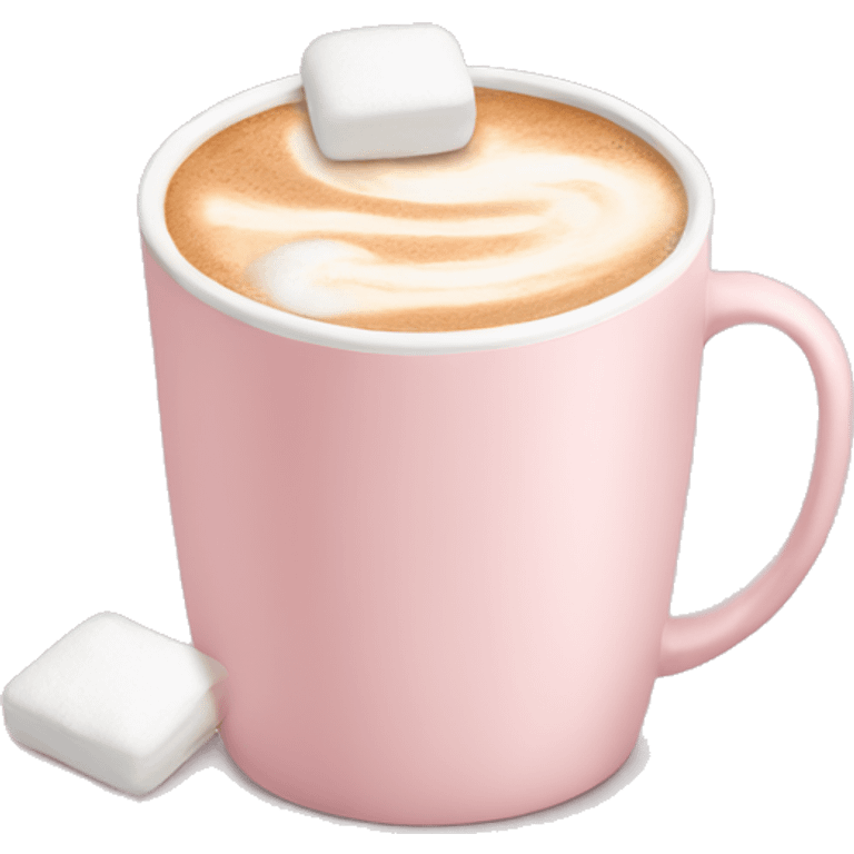 Light Pink mug of latte with marshmallows  emoji