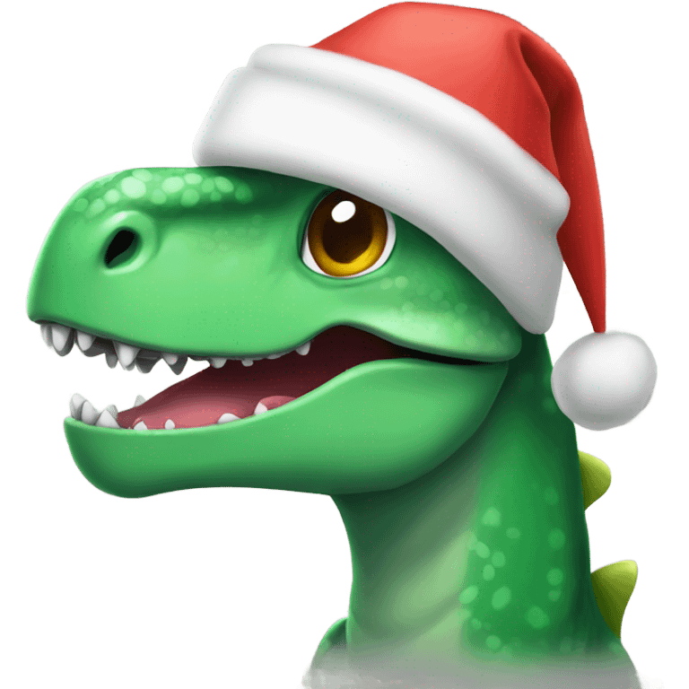 Dinosaur in a Christmas hat emoji