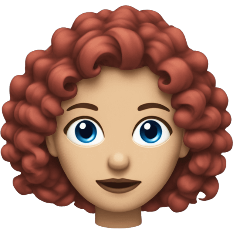 mujer con pelo rizado pelirrojo y ojos azules emoji