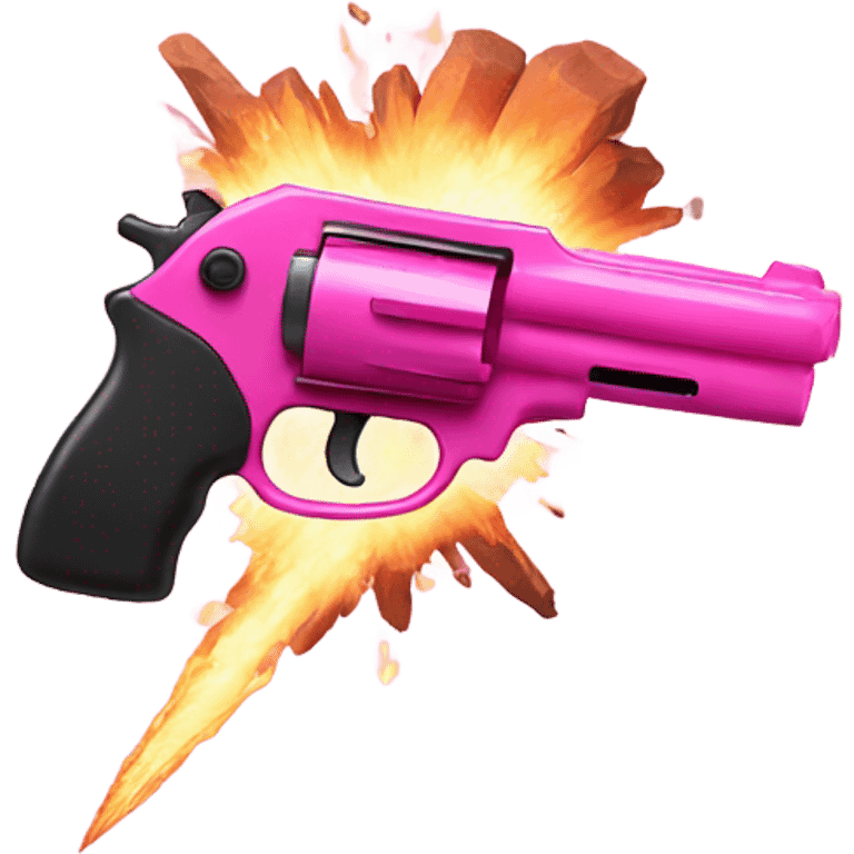 Pink Gun pointed at exploding rock emoji