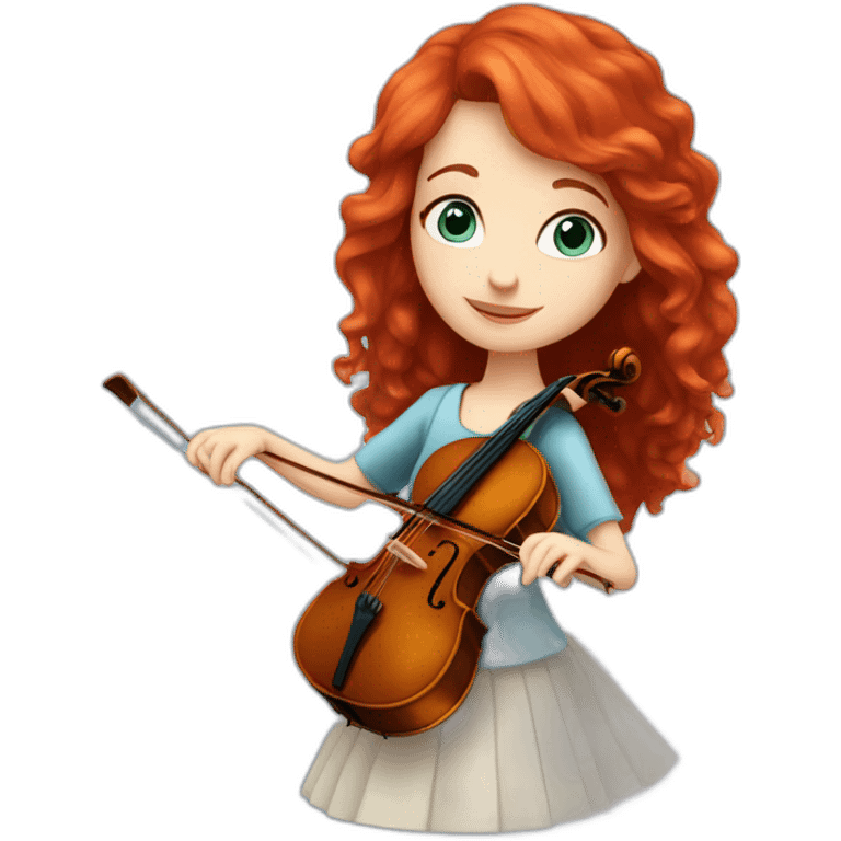 Girl cellist with red hair and blue eyes emoji