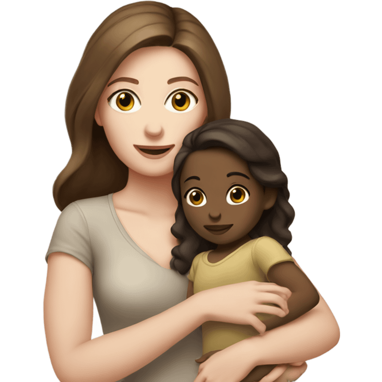 Pale Brunette holding a girl toddler  emoji