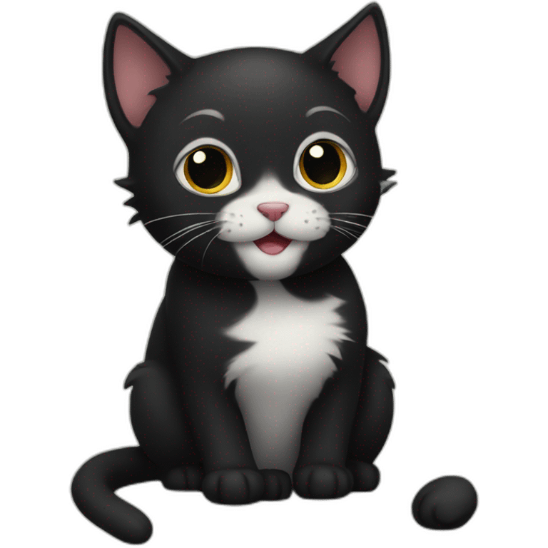 Cute black cat playing emoji