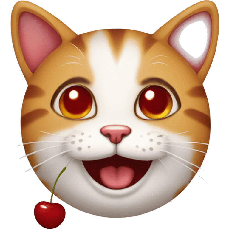 cat cherries happy emoji