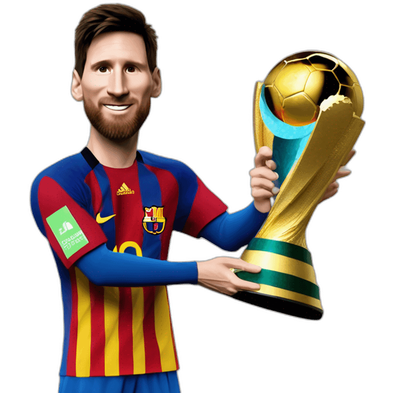 Lionel Messi levantando la copa del mundo emoji