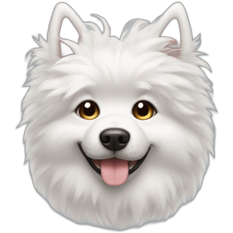 wink white dog fluffy emoji