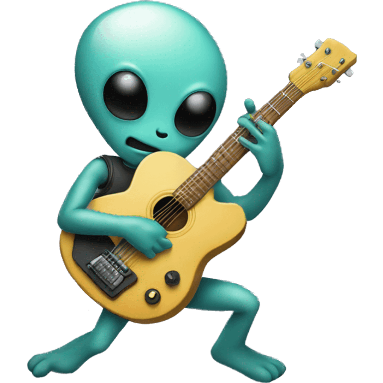 An alien playing guitar emoji