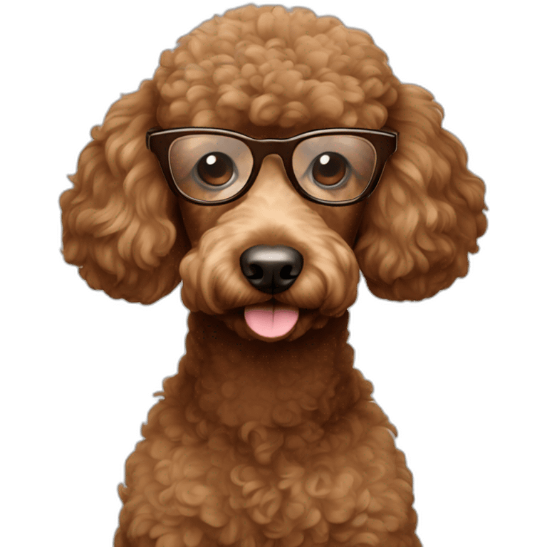 A brown poodle wearing glasses emoji