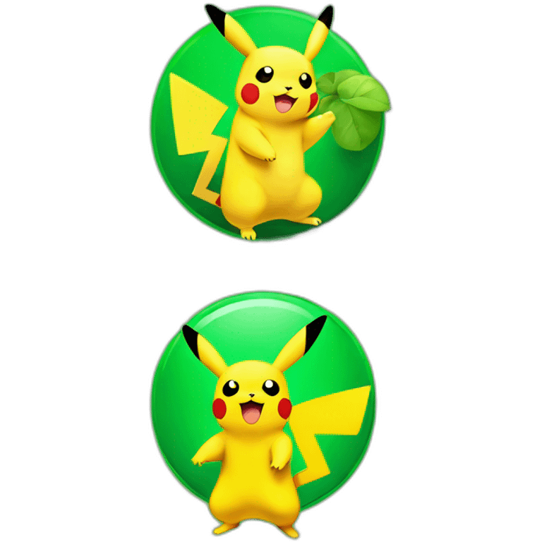 pikachu and green round background emoji