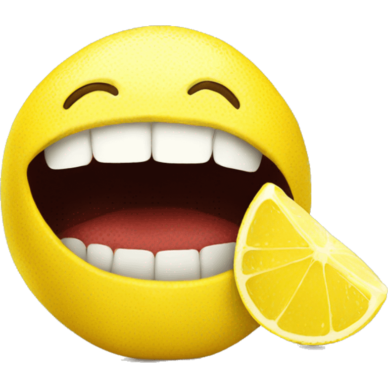 Mouth whit a lemon emoji